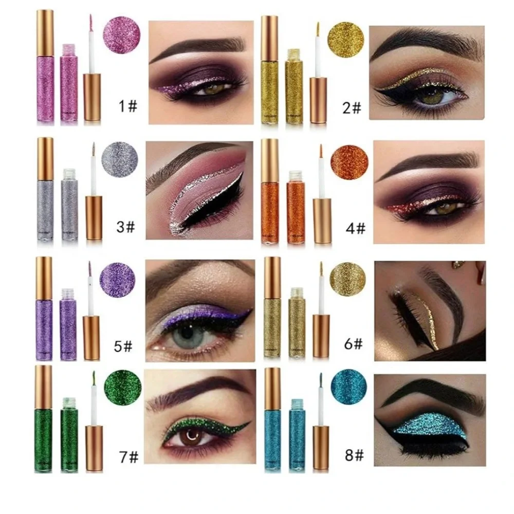 10 Colors Liquid Glitter Eyeliner Metallic Shimmer Glitter Eyeshadow